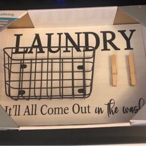 Black Wire Laundry Wall Plaque by